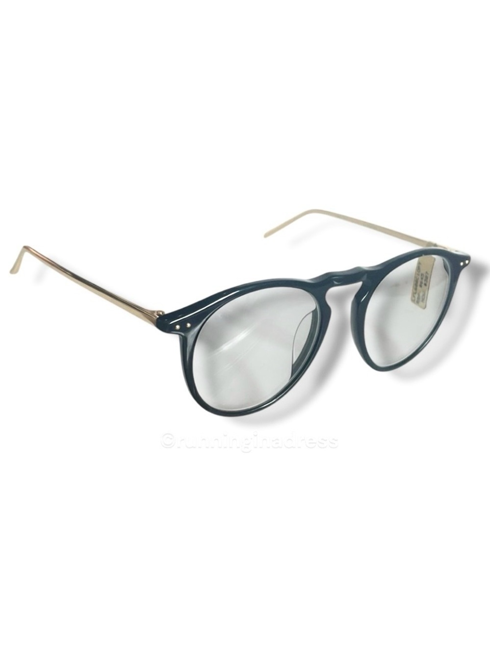 LINDA FARROW Luxury Black Gold Oval Optical Glasses Frame LFL608 C1 NWT - Picture 4 of 14